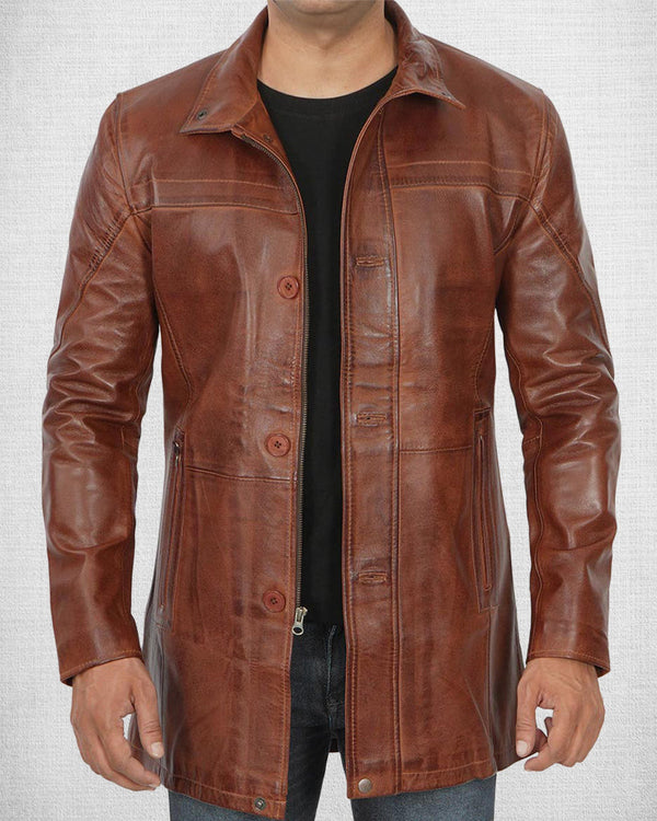 Shop Stylish Brown Leather Car Coat