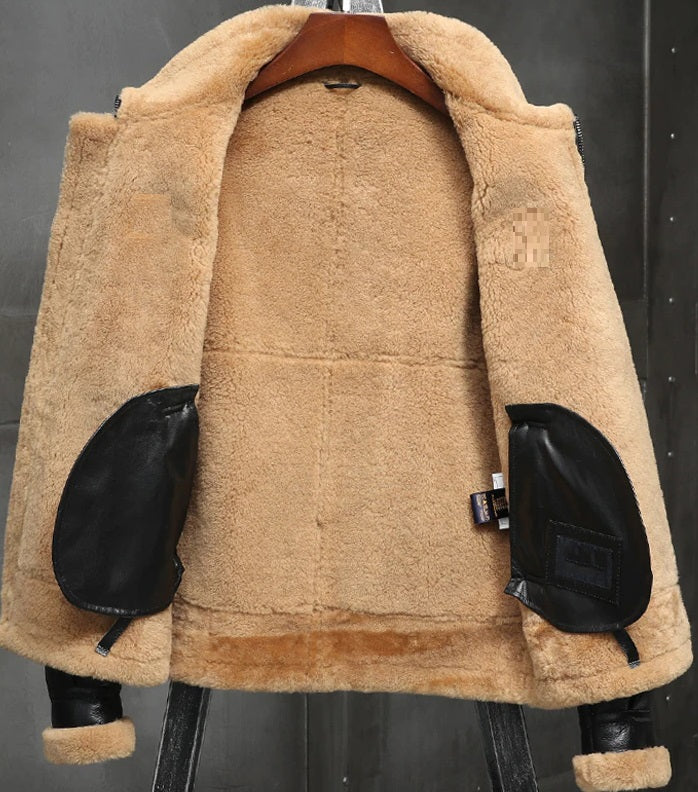 Men's black shearing pilot eagle leather jacket in USA