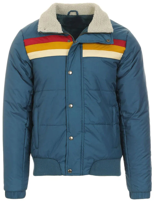 Men’s 1970s style bomber ski jacket with fur collar in USA