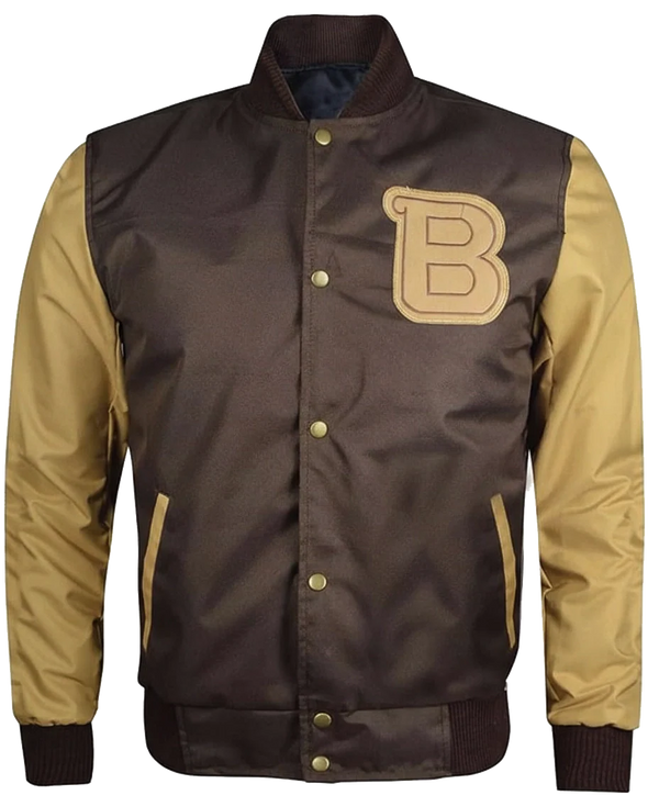 Hotline Miami Brown Varsity Bomber Jacket