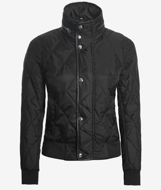 Tailored fit black quilted outerwear in France style