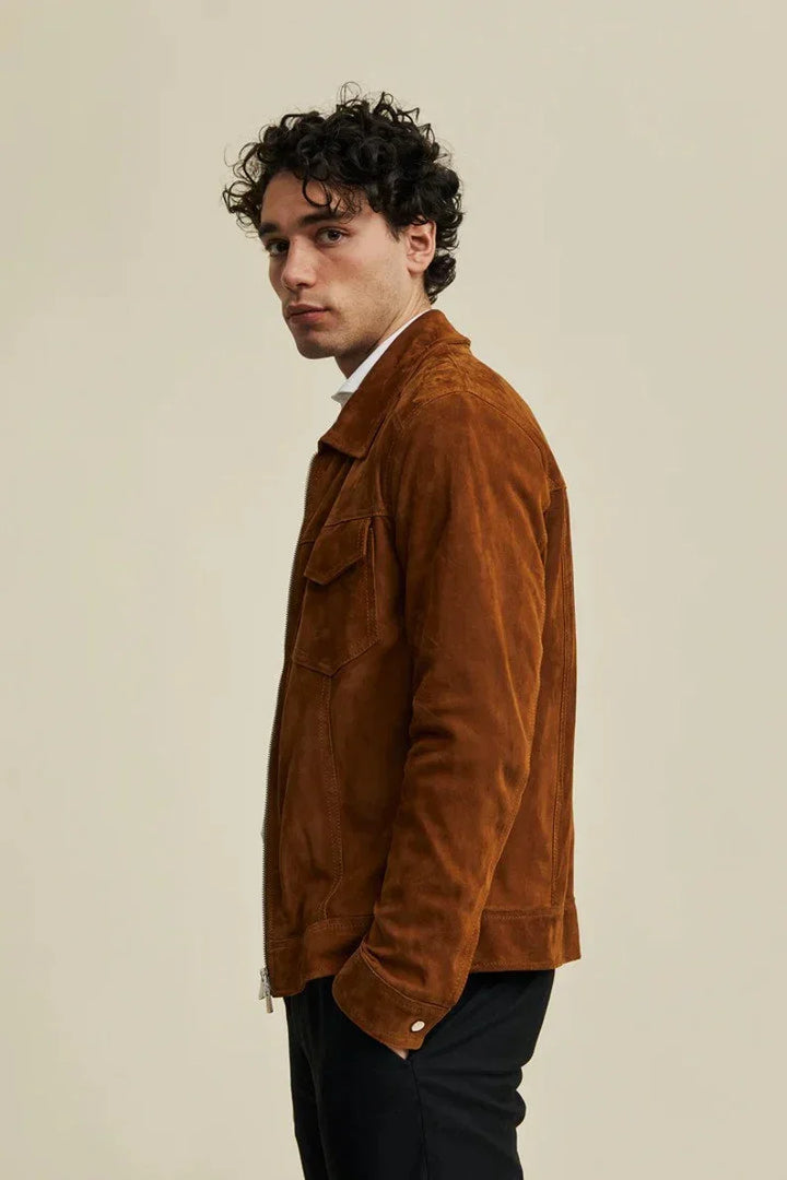 Classic sheepskin suede leather jacket
