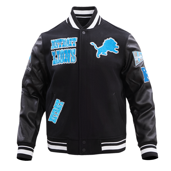 Detroit Lions Retro Wool Varsity Jacket with Classic Team Logo on Chest