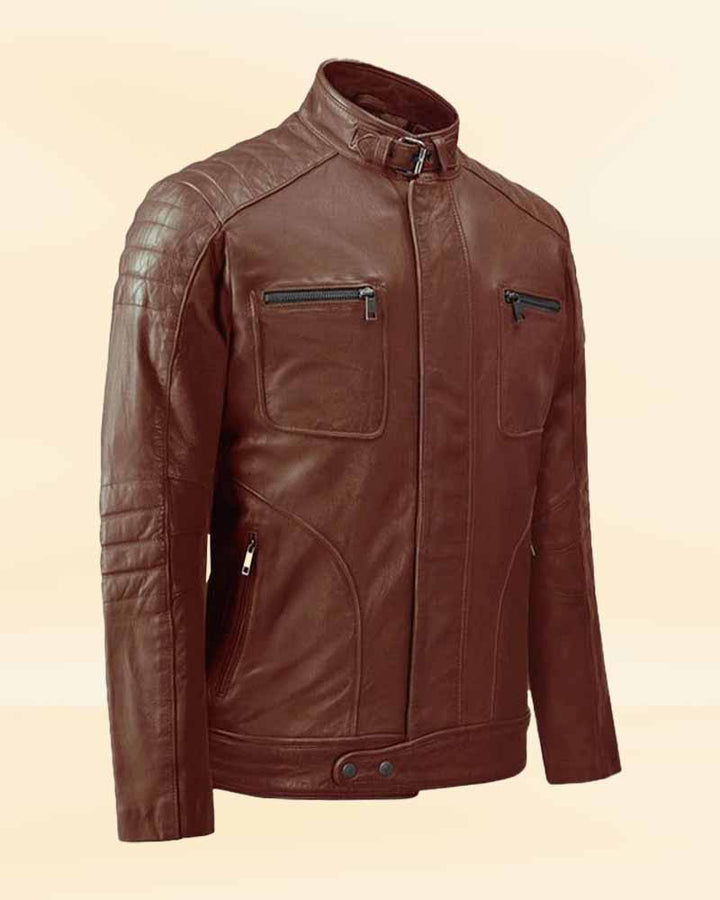 Stylish and Masculine Tan Biker Leather Jacket in usa