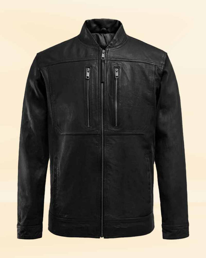 Experience both comfort and style with the Thunder Storm Black Biker Leather Jacket, perfect for bikers and fashion enthusiasts.